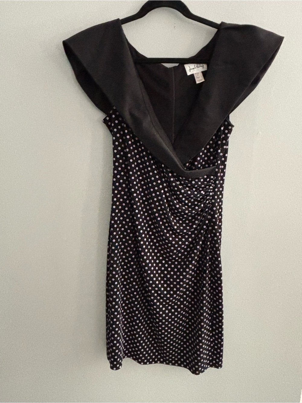 Joseph Ribkoff Black One-Shoulder Polka Dot Dress